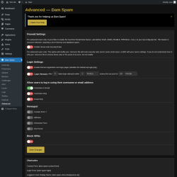 Page screenshot: Dam Spam &rarr; Advanced