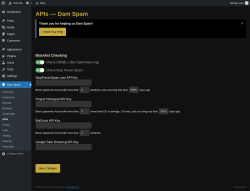Page screenshot: Dam Spam &rarr; APIs