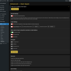 Page screenshot: Dam Spam &rarr; Advanced