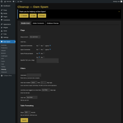 Page screenshot: Dam Spam &rarr; Cleanup