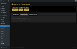 Page screenshot: Dam Spam &rarr; Cleanup &rarr; Delete Comments