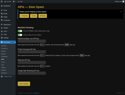 Page screenshot: Dam Spam &rarr; APIs