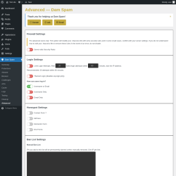 Page screenshot: Dam Spam &rarr; Advanced