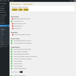 Page screenshot: Dam Spam &rarr; Protections