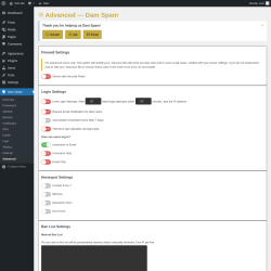 Page screenshot: Dam Spam &rarr; Advanced