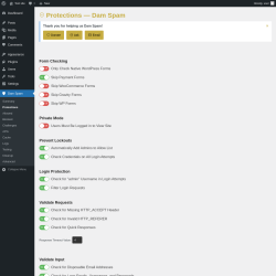 Page screenshot: Dam Spam &rarr; Protections