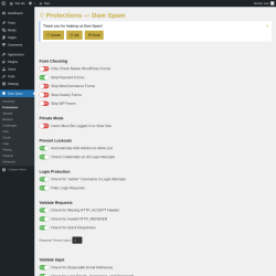 Page screenshot: Dam Spam &rarr; Protections