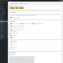Page screenshot: Dam Spam &rarr; Advanced