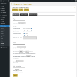 Page screenshot: Dam Spam &rarr; Cleanup
