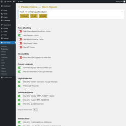 Page screenshot: Dam Spam &rarr; Protections