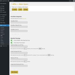 Page screenshot: Dam Spam &rarr; APIs
