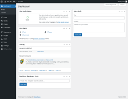 Page screenshot: Dashboard &lsaquo; Test site &mdash; WordPress