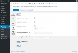 Page screenshot: Tables by Supsystic → Settings