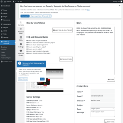 Page screenshot: Tables by Supsystic → Overview