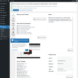 Page screenshot: Tables by Supsystic → Overview