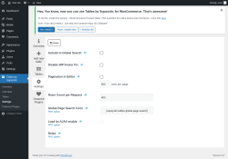 Page screenshot: Tables by Supsystic → Settings