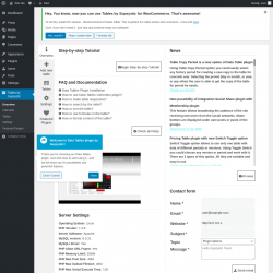 Page screenshot: Tables by Supsystic → Overview