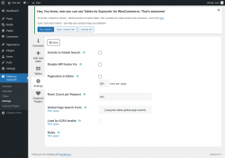 Page screenshot: Tables by Supsystic → Settings