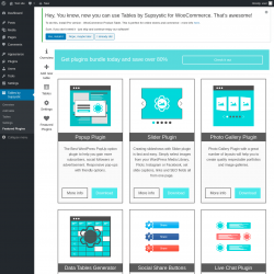 Page screenshot: Tables by Supsystic → Featured Plugins
