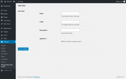 Page screenshot: Settings &rarr; Manage Data Track Fields