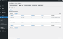 Page screenshot: Tools → Database Anonymization → 
            Rows to skip