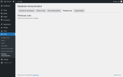 Page screenshot: Tools → Database Anonymization → 
            Previous runs