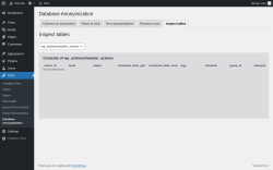 Page screenshot: Tools → Database Anonymization → 
            Inspect tables