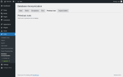Page screenshot: Tools → Database Anonymization → 
            Previous runs