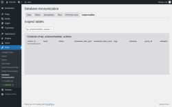 Page screenshot: Tools → Database Anonymization → 
            Inspect tables