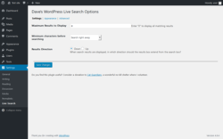 Page screenshot: Settings → Live Search