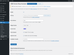 Page screenshot: Settings &rarr; DBM Sonia Shop Assistant