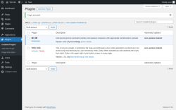 Page screenshot: Plugins ‹ Test site — WordPress