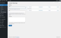 Page screenshot: Posts → Content Warnings
