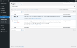 Page screenshot: Plugins ‹ Test site — WordPress
