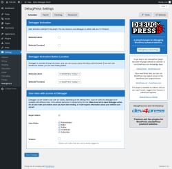 Page screenshot: Settings → DebugPress