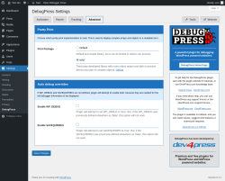 Page screenshot: Settings → DebugPress → 
			Advanced        