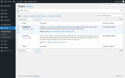 Page screenshot: Plugins ‹ Test site — WordPress