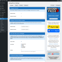 Page screenshot: Settings → DebugPress