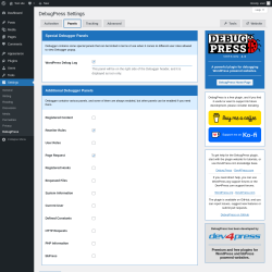 Page screenshot: Settings → DebugPress → 
			Panels        