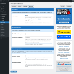 Page screenshot: Settings → DebugPress → 
			Advanced        