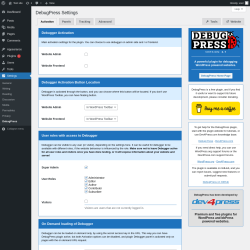 Page screenshot: Settings → DebugPress