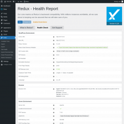 Page screenshot: Tools &rarr; Redux Framework &rarr; 
					Health Check				