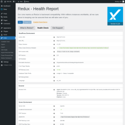 Page screenshot: Tools &rarr; Redux Framework &rarr; 
					Health Check				