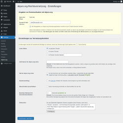 Page screenshot: Settings → dejure.org