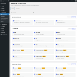 Page screenshot: DesignSetGo &rarr; Blocks & Extensions