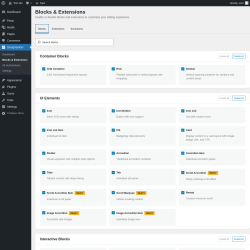 Page screenshot: DesignSetGo &rarr; Blocks & Extensions
