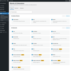 Page screenshot: DesignSetGo &rarr; Blocks & Extensions