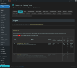 Page screenshot: Developer Debug Tools &rarr; Plugins