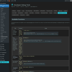 Page screenshot: Developer Debug Tools &rarr; Available Functions