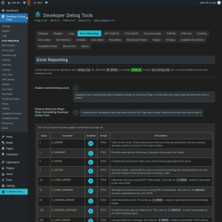 Page screenshot: Developer Debug Tools &rarr; Error Reporting